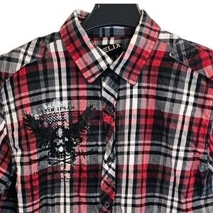Helix Double Dragon‎ Men's Large Long Sleeve Button Down Plaid Shirt